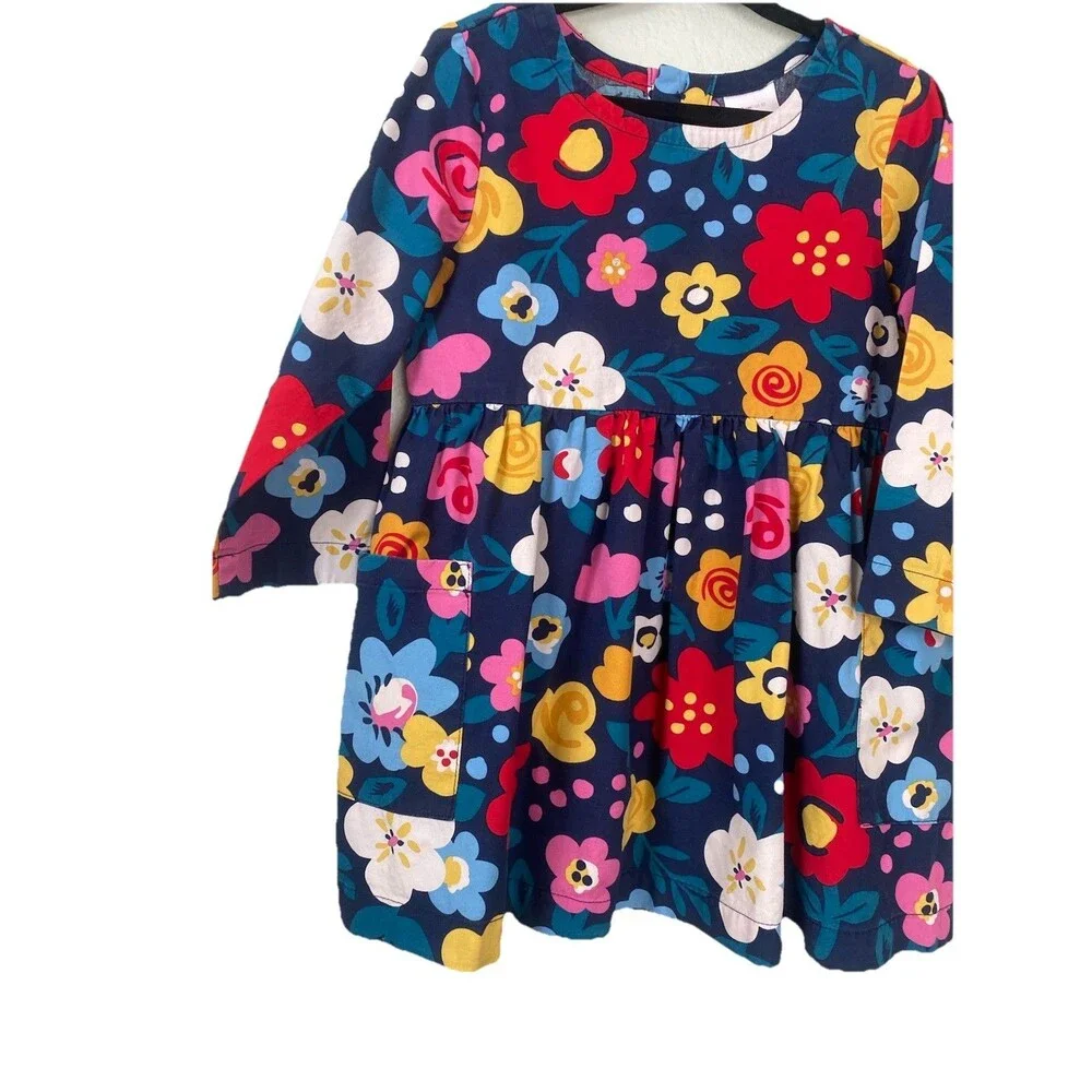 Hanna Andersson 3T 90cm Floral Pocket Dress Scandi Cottagecore Cotton Play Dress